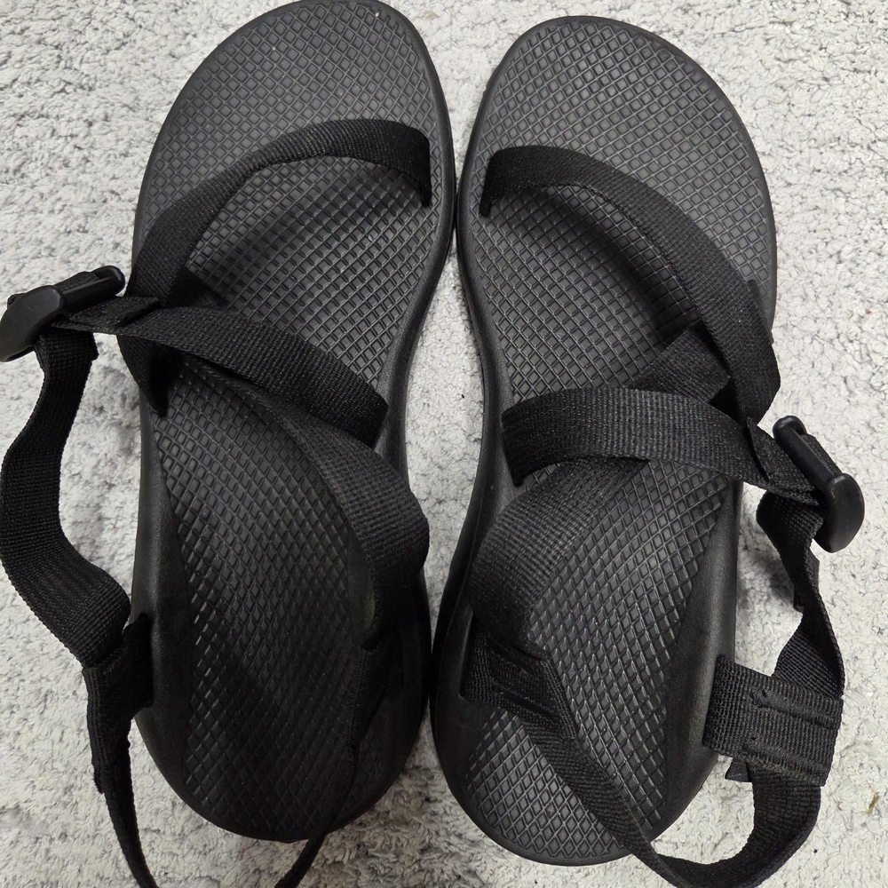Chaco Black Sandals with Adjustable Straps and Textured Sole